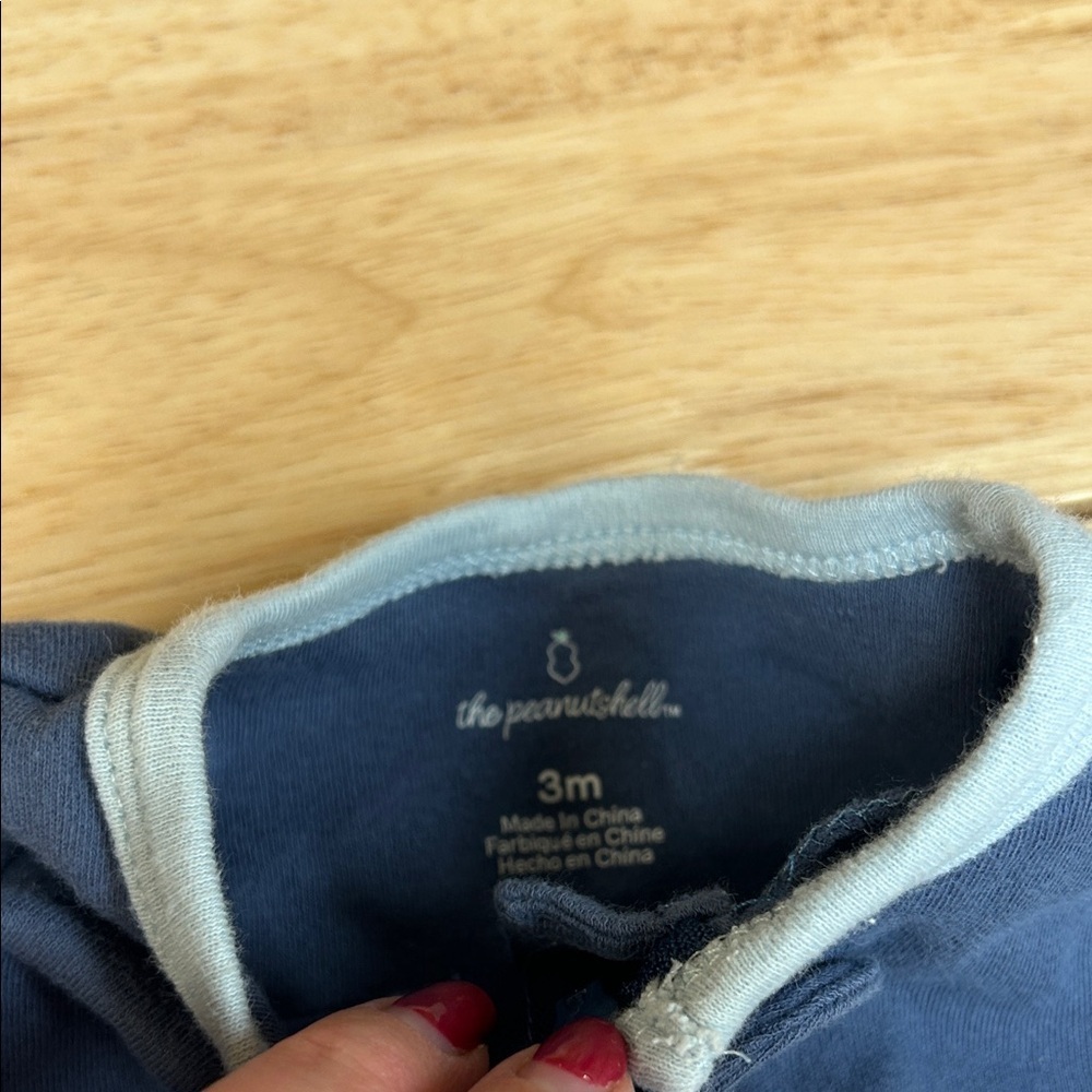 The Peanutshell Navy and Light Blue Baby One-Piece Zip Footed Pajamas - Set of 2 - Picture 5 of 5